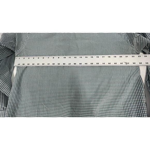 Van Heusen Shirt Mens Size 15.5 32/33 Green Gray White Checkered Button Up STAIN - Picture 5 of 7
